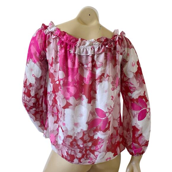 INC Womens Size Small Floral Print Lined Long Sleeve Boho Peasant Blouse Shirt - Picture 4 of 8